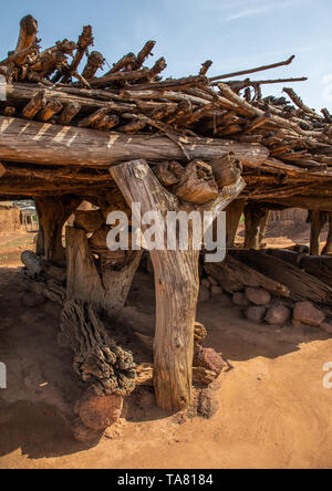 Palaver hut used as a gathering spot for the Senufo men, Savanes district, Niofoin, Ivory Coast Stock Photo