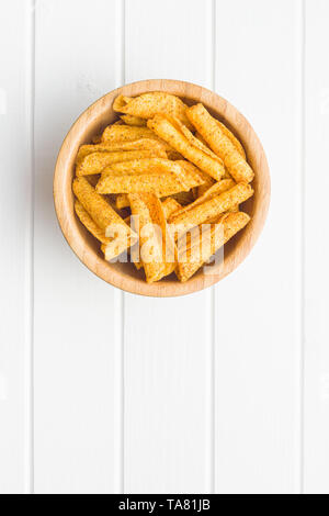 Rolled tortilla chips in bowl. Stock Photo