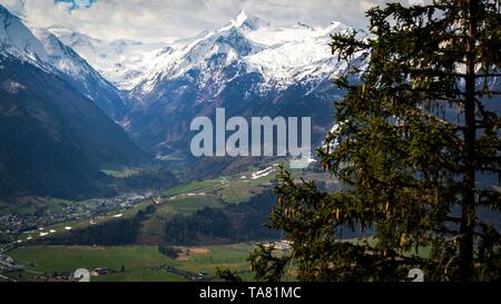 snow disappearing in Austrian Alps in the springtime Stock Photo