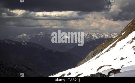 snow disappearing in Austrian Alps in the springtime Stock Photo