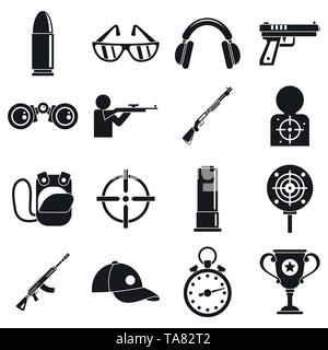 Shooting sport icons set. Simple set of shooting sport vector icons for web design on white background Stock Vector