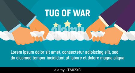 Tug of war concept banner. Flat illustration of tug of war vector concept banner for web design Stock Vector