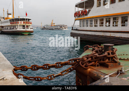 Passenger ferries on the Bosphorus, Istanbul, Turkey Stock Photo