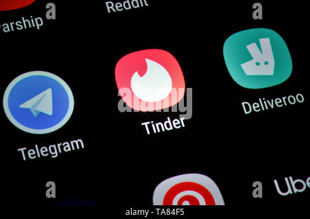Smartphone Display Ext Tinder Display App Stock Photo Alamy