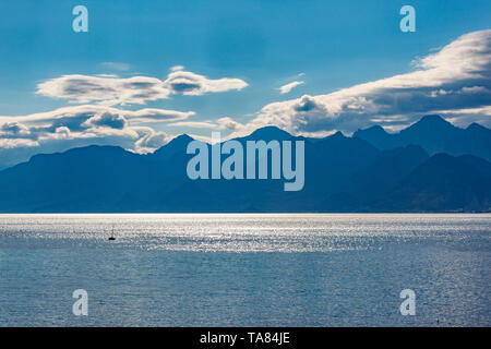 Mountain range by the Mediterranean Sea, Antalya, Turkey Stock Photo