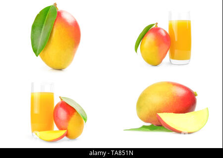 Group of mango red on a white background clipping path Stock Photo
