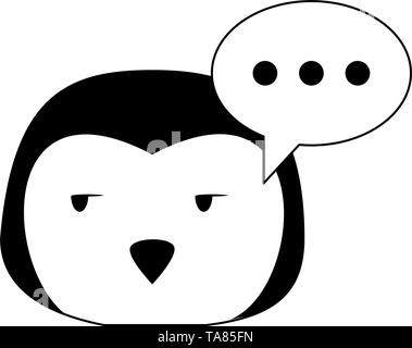 Cute penguin animal cartoon in black and white Stock Vector