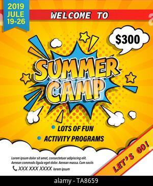Summer camp invitation banner. Stock Vector