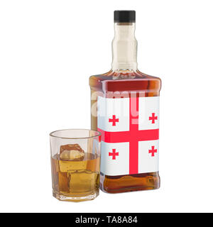Production and consumption of alcohol drinks in Georgia, concept. 3D rendering isolated on white background Stock Photo