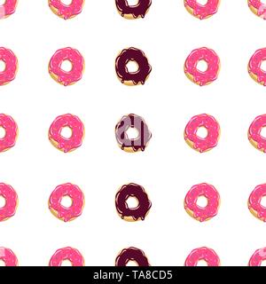 Color donut seamless pattern. Glazed donuts background Vector illustration. Stock Vector