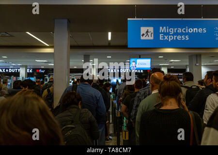 Migration control at Ezeiza International Airport, Buenos Aires, Argentina Stock Photo