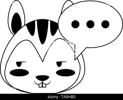 Cute squirrel animal cartoon in black and white Stock Vector