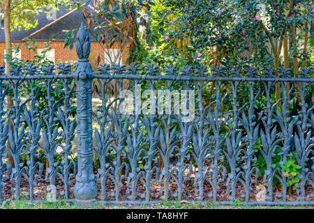 1800's Colonel Short's Villa cornstalk fence on Fourth Street in the Garden District of New Orleans, Louisiana, United States of America. Stock Photo