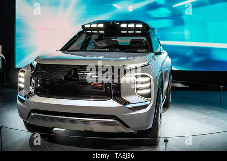 Geneva, Switzerland, March 07, 2019: show car Mitsubishi Engelberg Tourer EV Plug-in-Hybrid concept prototype car at Geneva International Motor Show, Stock Photo