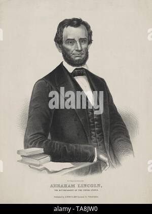 Abraham Lincoln, the 16th President of the United States, Lithograph by Thomas S. Wagner, Published by A. Winch,  Philadelphia, 1860's Stock Photo