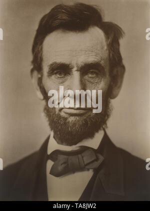 Head and Shoulders Portrait of Abraham Lincoln, Photograph by Alexander Gardner, 1863 Stock Photo