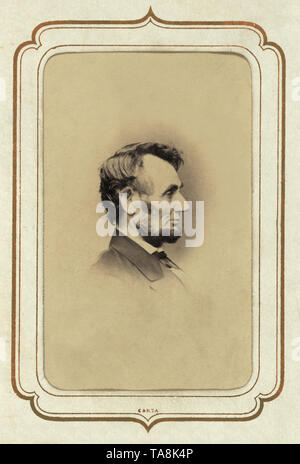 Head and Shoulders Profile Portrait of Abraham Lincoln, Photograph by Anthony Berger, February 9, 1864 Stock Photo