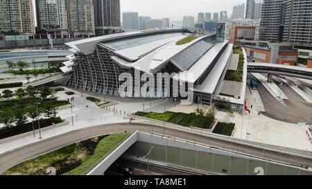 west kowloon station exteior, high speed rail hong kong to shenzhen, part of  Guangzhou–Shenzhen–Hong Kong Express Rail Link Stock Photo