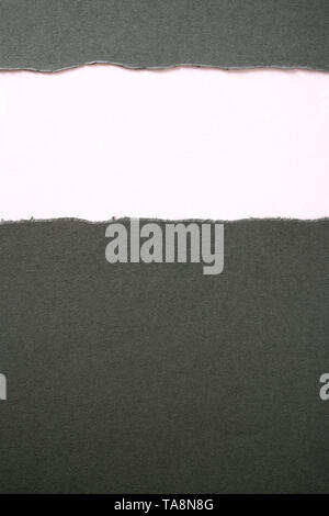 Gray paper torn ripped strip white background vertical Stock Photo
