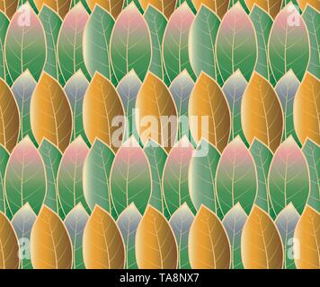 Beautiful leafs pattern with bright colorful colors Stock Vector