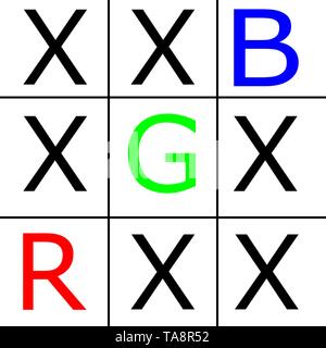 tic tac toe game with RGB colours Stock Vector