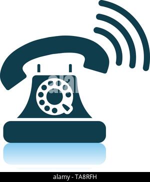 Old telephone icon. Shadow reflection design. Vector illustration Stock ...