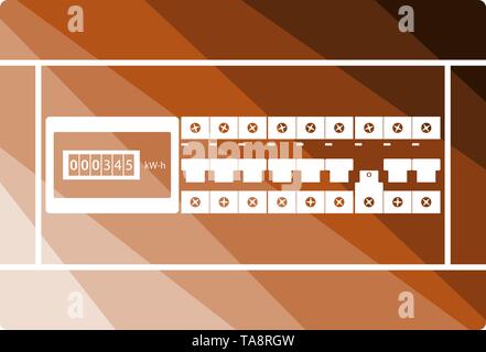 Circuit Breakers Box Icon. Flat Color Ladder Design. Vector Illustration. Stock Vector