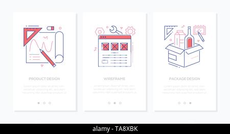 Design services - set of linear vertical web banners Stock Vector