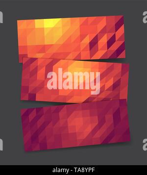 Low poly banners set polygonal tags design advertising mock up copy space cards with shadow Stock Vector