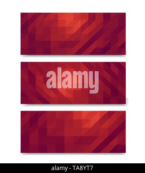 Low poly banners set polygonal tags design advertising mock up copy space cards with shadow Stock Vector