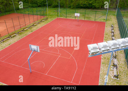 Basketball court, Top view of court and baseline, template for tournament and planning, 3d illustration - Stock image Stock Photo