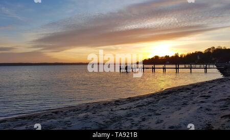 Sunset in Kollund in Denmark Stock Photo