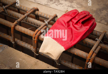 Construction of rooftop  in a building by hand Stock Photo