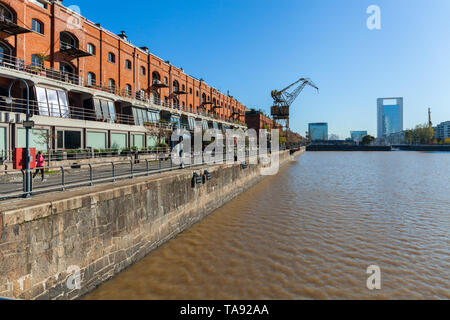 Harbor area in a sunny day, Bairro Puerto Madero neighborhood, city of Buenos Aires, Argentina. Stock photo Stock Photo