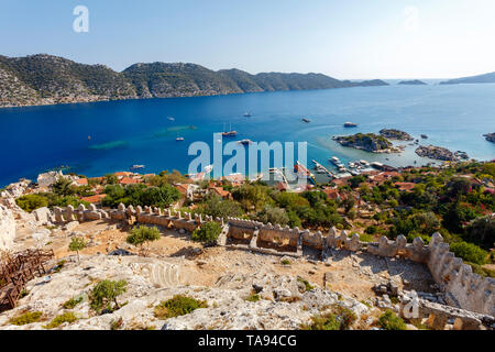 View from the fortress in Kalekoy, Kekova, Antalya, Turkey Stock Photo