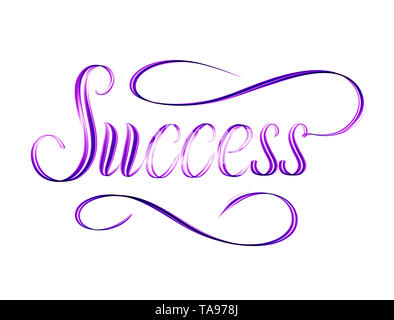 The word Success written in script - elegant motivational hand lettering Stock Photo