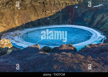 Kerið, a lake occupying a volcanic crater, in Iceland [No property or model releases; available for editorial licensing only] Stock Photo