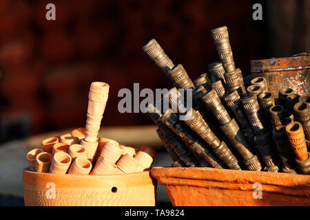 Chillum or tobacco pipes for sale on street, Pune, Maharashtra. Stock Photo