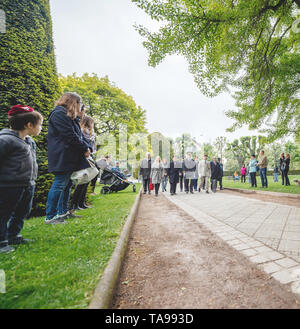 STRASBOURG, FRANCE - MAY 8, 2017: Mayor of Strasbourg Roland Ries and high ranked officials ar ceremony to mark Western allies World War Two victory Armistice - low angle view  Stock Photo