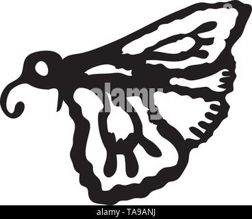 Moth, night butterfly. Insect pest moth single icon in black style vector symbol stock isometric illustration web Stock Vector