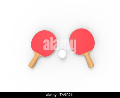 3D rendering of table tennis rackets isolated in white backgorund. Stock Photo