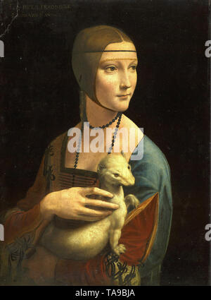 Leonardo Da Vinci - Portrait Cecilia Gallerani Lady Ermine 1489 Stock Photo