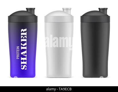 Plastic bottle for sport or shakers. Container Stock Vector