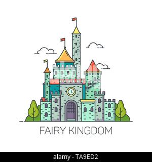 Cartoon fairy tale castle or flat kingdom fort Stock Vector