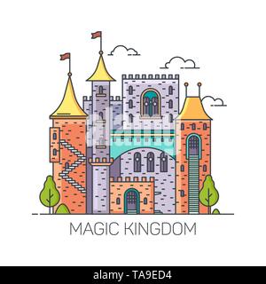 Magic castle from fairy tales, princess fort Stock Vector