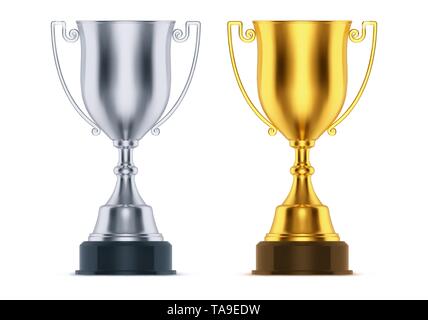 Cups for first, second place at sport competition Stock Vector