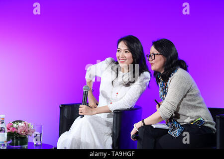 Cannes, France. 22nd May, 2019. Chinese actress Zhang Ziyi (L) attends the masterclass at the 72nd Cannes Film Festival in Cannes, France, May 22, 2019. Zhang Ziyi was invited to talk about her career at this year's masterclass together with American actor Sylvester Stallone, French actor Alain Delon and Danish director Nicolas Winding Refn. The 72nd Cannes Film Festival is held from May 14 to 25. Credit: Zhang Cheng/Xinhua/Alamy Live News Stock Photo