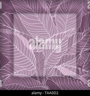 creative layout made from sketch of purple leaves as background with white layer for copy space, flat lay. nature concept Stock Vector