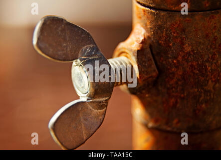 a rusty wing nut Stock Photo