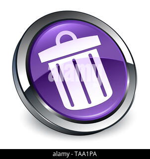 Recycle bin icon isolated on 3d purple round button abstract illustration Stock Photo